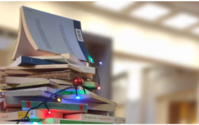 Albero di Natale fatto di libri